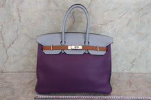 Load image into Gallery viewer, HERMES BIRKIN 35 Arlequin Clemence leather Ultravaiolet/Etain/Blue lin/Etoupe gray/Blue obscurs/Gold □Q Engraving Hand bag 700100062