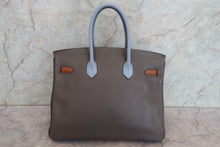 Load image into Gallery viewer, HERMES BIRKIN 35 Arlequin Clemence leather Ultravaiolet/Etain/Blue lin/Etoupe gray/Blue obscurs/Gold □Q Engraving Hand bag 700100062