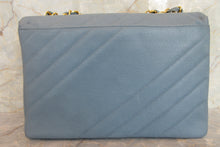 Load image into Gallery viewer, CHANEL  Bias stitch chain shoulder bag Caviar skin Lite blue/Gold hadware Shoulder bag 700080186