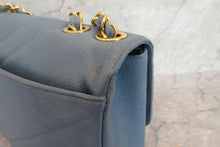 Load image into Gallery viewer, CHANEL  Bias stitch chain shoulder bag Caviar skin Lite blue/Gold hadware Shoulder bag 700080186