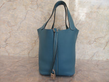 Load image into Gallery viewer, HERMES PICOTIN LOCK MM Clemence leather Blue jean □P Engraving Hand bag 600110208