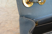 Load image into Gallery viewer, CHANEL  Bias stitch chain shoulder bag Caviar skin Lite blue/Gold hadware Shoulder bag 700080186