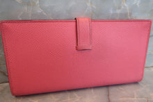 Load image into Gallery viewer, HERMES  Bearn Soufflet Epsom leather Rose lipstick C Engraving Wallet 700060155