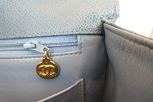 Load image into Gallery viewer, CHANEL  Bias stitch chain shoulder bag Caviar skin Lite blue/Gold hadware Shoulder bag 700080186