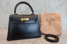 将图片加载到图库查看器,HERMES MINI KELLY 20 Box carf leather Black ○S刻印 Shoulder bag 800070059
