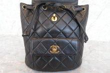 Load image into Gallery viewer, CHANEL Matelasse chain back pack Lambskin Black/Gold hadware Back pack 700030083