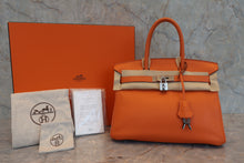 Load image into Gallery viewer, HERMES BIRKIN 30 Clemence leather Orange □P Engraving Hand bag 800060140