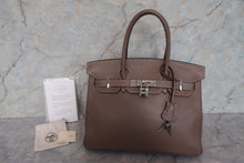 将图片加载到图库查看器,HERMES BIRKIN 30 Clemence leather Etoupe gray □K刻印 Hand bag 700120215
