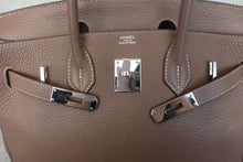 将图片加载到图库查看器,HERMES BIRKIN 30 Clemence leather Etoupe gray □K刻印 Hand bag 700120215