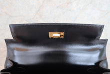 Load image into Gallery viewer, HERMES KELLY 28 Box carf leather Black 〇R Engraving Shoulder bag 700090002
