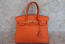Load image into Gallery viewer, HERMES BIRKIN 30 Clemence leather Orange □M Engraving Hand bag 700070276