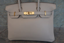 Load image into Gallery viewer, HERMES BIRKIN 30 Clemence leather Craie D Engraving Hand bag 700070286