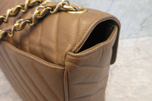 Load image into Gallery viewer, CHANEL  V-Stitch chain shoulder bag Caviar skin Brown/Gold hadware Shoulder bag 700080223