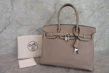 Load image into Gallery viewer, HERMES BIRKIN 30 Clemence leather Gris tourterelle □L Engraving Hand bag 700080037