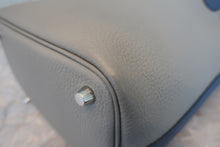 Load image into Gallery viewer, HERMES PICOTIN LOCK TOUCH PM Clemence leather/Swift leather Gris mouette/Blue agate A Engraving Hand bag 800060139