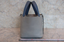 Load image into Gallery viewer, HERMES PICOTIN LOCK TOUCH PM Clemence leather/Swift leather Gris mouette/Blue agate A Engraving Hand bag 800060139