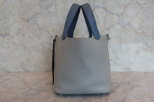 Load image into Gallery viewer, HERMES PICOTIN LOCK TOUCH PM Clemence leather/Swift leather Gris mouette/Blue agate A Engraving Hand bag 800060139