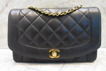 Load image into Gallery viewer, CHANEL  Diana matelasse chain shoulder bag Lambskin Black/Gold hadware Shoulder bag 700090032