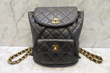 Load image into Gallery viewer, HANEL Matelasse Chain back pack Lambskin Black/Gold hadware Back pack 700090031