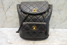 Load image into Gallery viewer, HANEL Matelasse Chain back pack Lambskin Black/Gold hadware Back pack 700090031