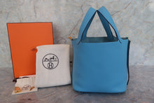 将图片加载到图库查看器,HERMES PICOTIN LOCK PM Clemence leather Blue du nord C刻印 Hand bag 700120243