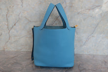 将图片加载到图库查看器,HERMES PICOTIN LOCK PM Clemence leather Blue du nord C刻印 Hand bag 700120243