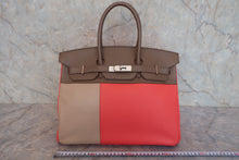 画像をギャラリービューアに読み込む, HERMES/エルメス バーキンカザック35 トリヨンクレマンス/ヴォースイフト ローズジャイプール/エトゥープ/アルジル/マットシルバー金具 □P刻印 ハンドバッグ 800030083