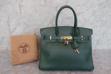 将图片加载到图库查看器,HERMES BIRKIN 30 Ardennes leather Green □B刻印 Hand bag 700090208