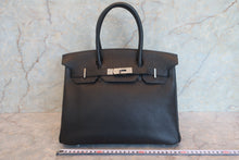 将图片加载到图库查看器,HERMES BIRKIN 30 Clemence leather Black □G刻印 Hand bag 700090236