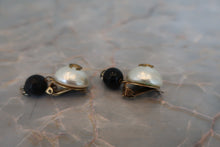 Load image into Gallery viewer, CHANEL CC mark Pearl earring Gold plate Gold/White/Black Earring 700020118