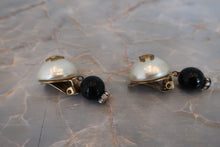Load image into Gallery viewer, CHANEL CC mark Pearl earring Gold plate Gold/White/Black Earring 700020118