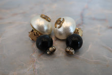 Load image into Gallery viewer, CHANEL CC mark Pearl earring Gold plate Gold/White/Black Earring 700020118