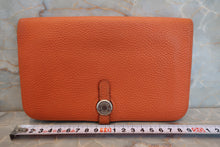 Load image into Gallery viewer, HERMES  Dogon GM Togo leather Orange □H Engraving Wallet 700090224