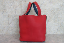 將圖片載入圖庫檢視器 HERMES/エルメス ピコタンロックカザックGM トリヨンクレマンス ルージュカザック/ブルータラサ □P刻印 ハンドバッグ 700090055