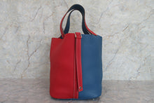 將圖片載入圖庫檢視器 HERMES/エルメス ピコタンロックカザックGM トリヨンクレマンス ルージュカザック/ブルータラサ □P刻印 ハンドバッグ 700090055