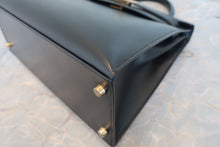 画像をギャラリービューアに読み込む, HERMES/エルメス ケリー28 ボックスカーフ ブラック □D刻印 ショルダーバッグ 800040054