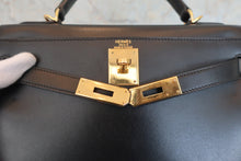 画像をギャラリービューアに読み込む, HERMES/エルメス ケリー28 ボックスカーフ ブラック □D刻印 ショルダーバッグ 800040054