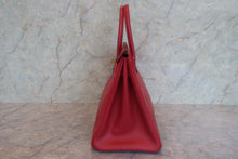 将图片加载到图库查看器,HERMES BIRKIN 35 Ardennes leather Rouge vif 〇X刻印 Hand bag 700090214