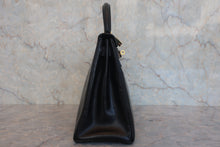 画像をギャラリービューアに読み込む, HERMES/エルメス ケリー28 ボックスカーフ ブラック 〇R刻印 ハンドバッグ 800020056