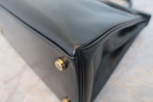 画像をギャラリービューアに読み込む, HERMES/エルメス ケリー28 ボックスカーフ ブラック 〇R刻印 ハンドバッグ 800020056