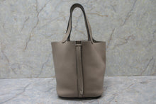 Load image into Gallery viewer, HERMES PICOTIN LOCK MM Clemence leather Gris tourterelle □N Engraving Hand bag 700090041