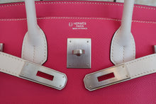 画像をギャラリービューアに読み込む, HERMES/エルメス バーキン30 パーソナルオーダー ヴォーエプソン ローズティリアン/ホワイト/マットシルバー金具 □O刻印 ハンドバッグ 800080013