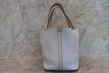 Load image into Gallery viewer, HERMES PICOTIN LOCK TOUCH MM Clemence leather/Swift leather Blue pale/Pearl gray □R Engraving Hand bag 700100079