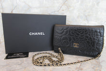 Load image into Gallery viewer, CHANEL Camelia Chain wallet Lambskin Black/Gold hadware Shoulder bag 700050193