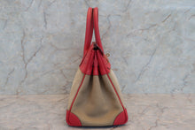 Load image into Gallery viewer, HERMES BIRKIN 30 Toile officier/Graine Couchevel leather Khaki/Rouge vif □H Engraving Hand bag 700070284