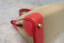 Load image into Gallery viewer, HERMES BIRKIN 30 Toile officier/Graine Couchevel leather Khaki/Rouge vif □H Engraving Hand bag 700070284