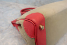 Load image into Gallery viewer, HERMES BIRKIN 30 Toile officier/Graine Couchevel leather Khaki/Rouge vif □H Engraving Hand bag 700070284