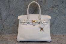 Load image into Gallery viewer, HERMES BIRKIN 30 Clemence leather White X Engraving Hand bag 700070285