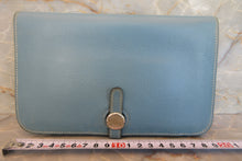 Load image into Gallery viewer, HERMES  Dogon GM Clemence leather Blue jean □J Engraving Wallet 700050245