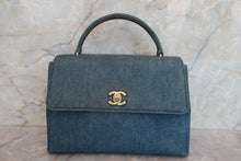 Load image into Gallery viewer, CHANEL CC mark trapezoid hand bag Denim Blue /Gold hadware Hand bag 700060234